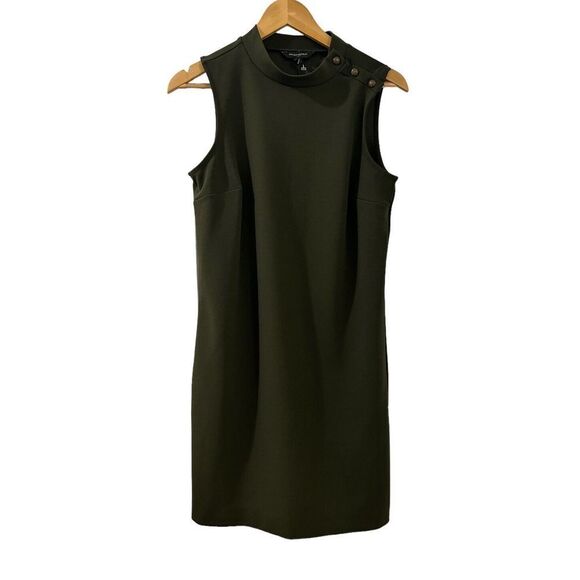 Banana Republic Dark Green Shift Dress Sleeveless Snaps on Shoulder Size Small - Picture 1 of 5